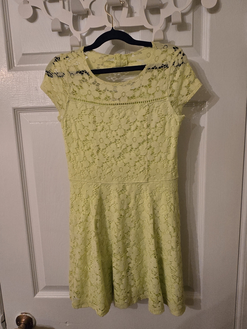 abercrombie kids Yellow Lace Fit & Flare Midi Dress